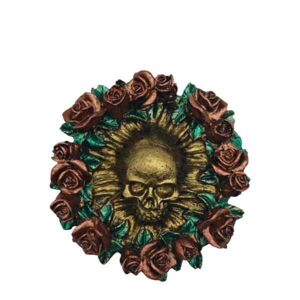 Cráneo Cenicero Con Rosas 12cm