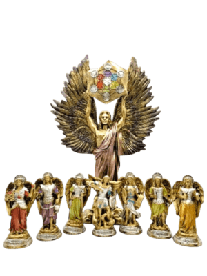 Paquete Metatrón Alas Extendidas 35cm Y 7 Arcángeles 10cm