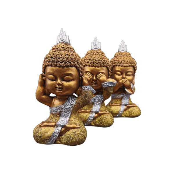 Juego De 3 Budas Krishna Sabios 20cm - Image 2