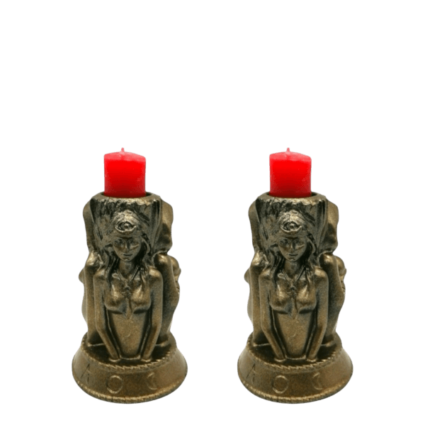 Juego De 2 Porta Vela Diosa Hécate Triple 10cm