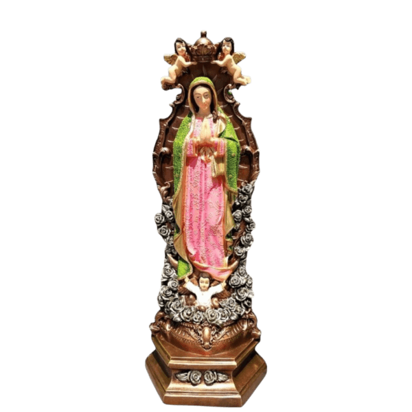 Virgen De Guadalupe Con Ángeles Y Adornos 67cm