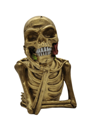 Busto De Calavera Con Rosa 25cm