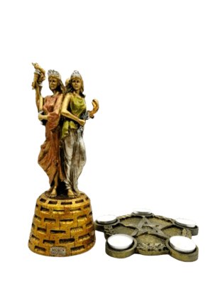 Diosa Hécate Triple Con Pentagrama Candelabro Con 5 Velas