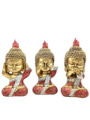 Juego De 3 Budas Krishna Sabios 20cm