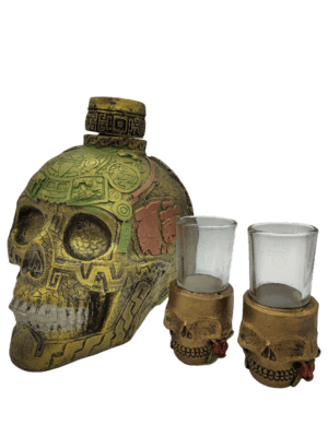 Paquete De 1 Licorera De Cráneo Y 2 Tequileros