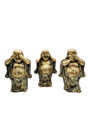 Juego De 3 Budas Sabios De Pie 15cm