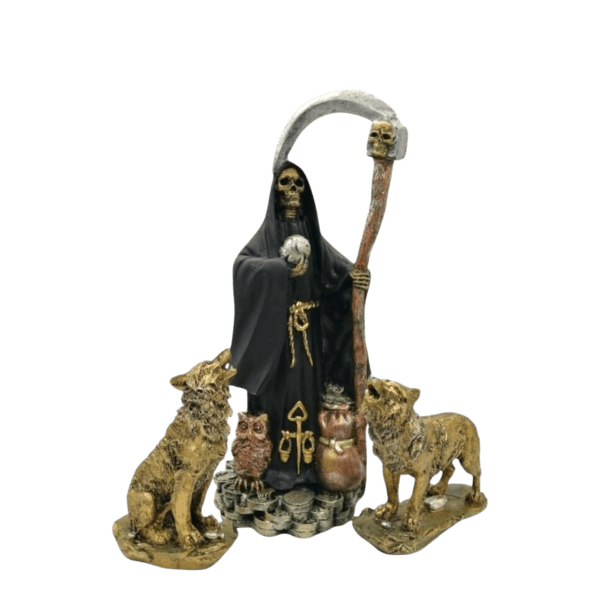 Paquete De 1 Santa Muerte 30cm Y Sus 2 Perros 15cm