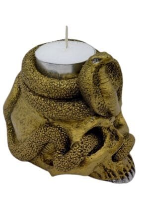Cráneo Con Cobra Porta Vela 8cm