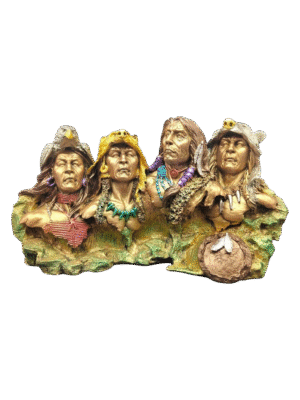 Escultura De 4 Tribus De Apaches 22cm