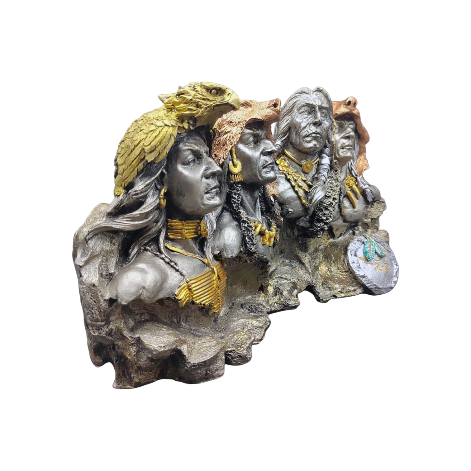 Escultura De 4 Tribus De Apaches 22cm - Image 3