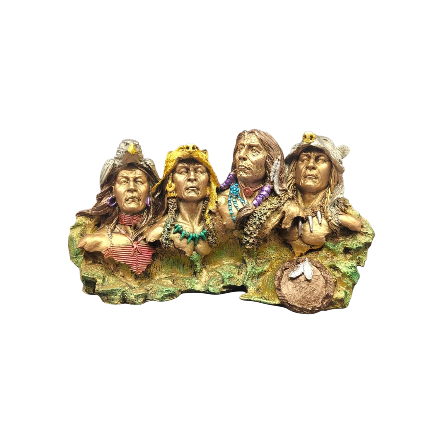 Escultura De 4 Tribus De Apaches 22cm