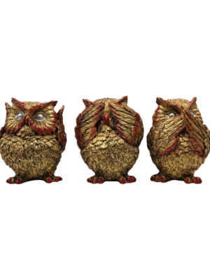Juego De 3 Búhos Sabios 10cm