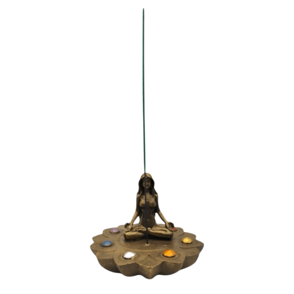 Mujer Flor De Loto Porta Incienso 7 Chakras 12cm - Image 3