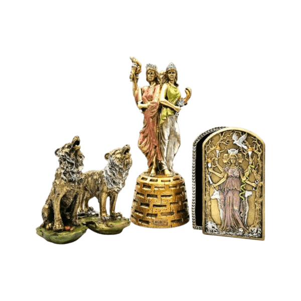 Paquete Diosa Hécate Triple 27cm, Alhajero Y 2 Perros 15cm