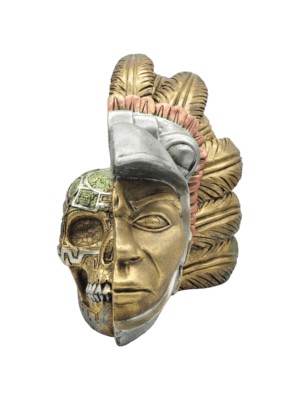 Cabeza De Guerrero Águila Con Cráneo Y Penacho 34cm