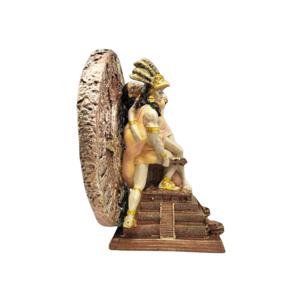 Azteca Armado Con Mujer Dormida Sobre Pirámide Con Calendario 31cm - Image 2