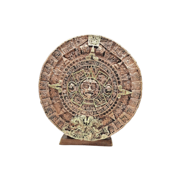 Azteca Armado Con Mujer Dormida Sobre Pirámide Con Calendario 31cm - Image 4