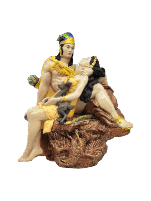 Azteca Con Mujer Dormida Sobre Piedra 22cm