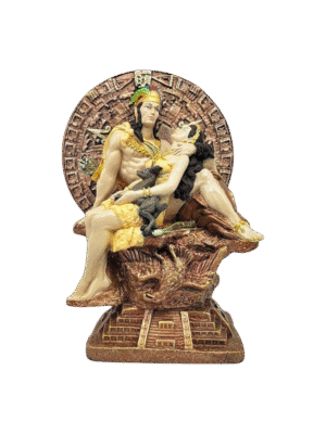 Azteca Con Mujer Dormida Sobre Pirámide Con Calendario Azteca 28cm