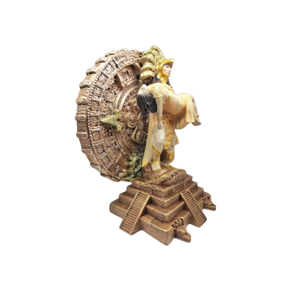 Azteca Con Mujer Dormida Sobre Pirámide Y Calendario Extra 41cm - Image 2
