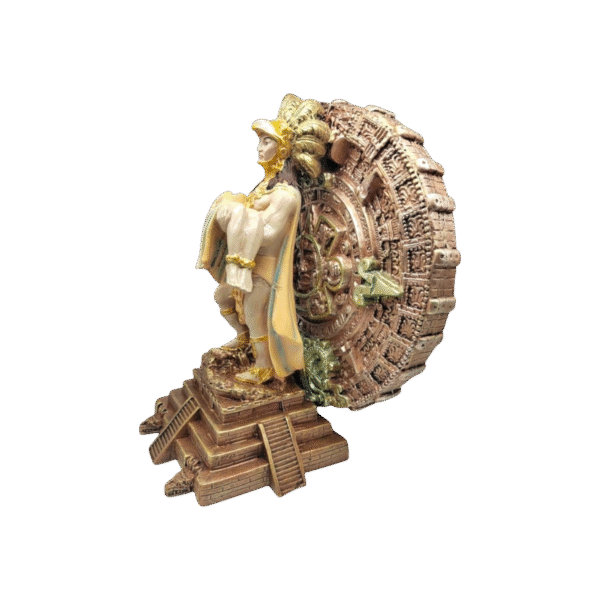 Azteca Con Mujer Dormida Sobre Pirámide Y Calendario Extra 41cm - Image 3