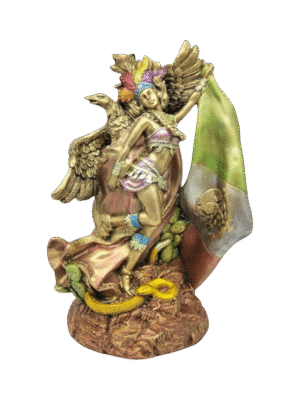 Mujer Azteca Con Bandera Y Águila En Espalda 31cm