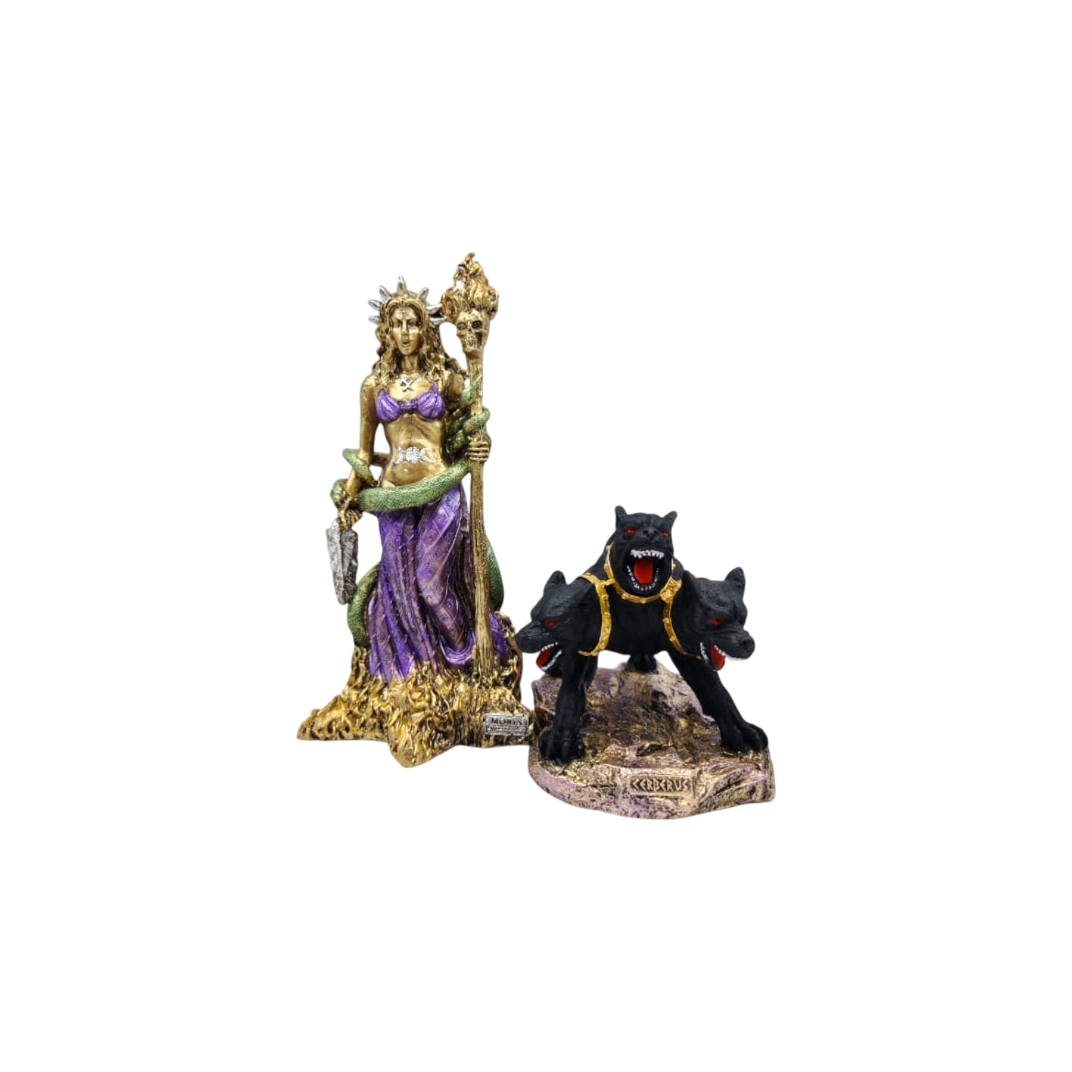 Paquete Diosa Hécate 30cm Y Perro De Tres Cabezas 14cm