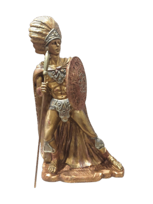 Escultura Guerrero Azteca Con Lanza Y Escudo 78cm