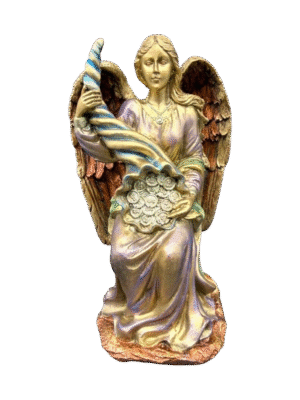 Ángel Sentado Con Cuerno De La Abundancia 18cm