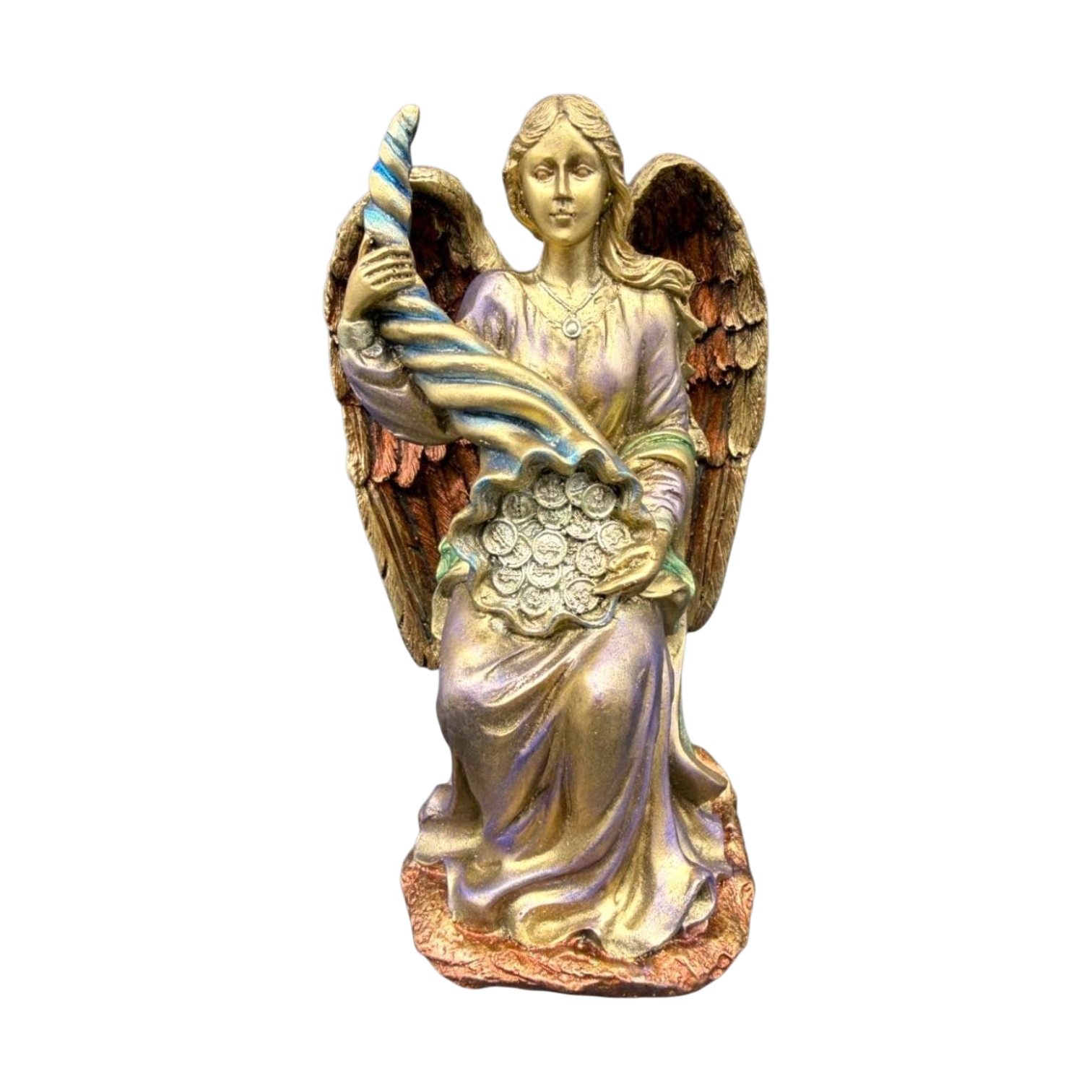 Ángel Sentado Con Cuerno De La Abundancia 18cm
